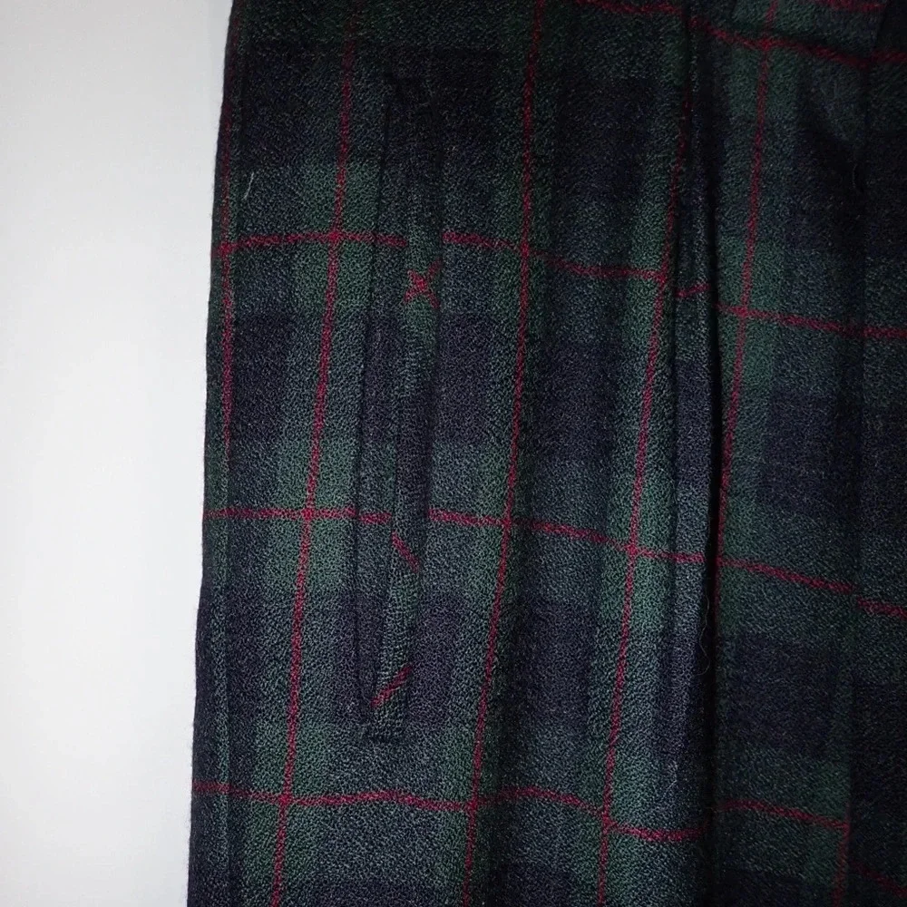 Vintage Savannah Plaid Green and Blue Wool High Waisted Pants 18